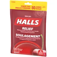 Halls Relief Mentho-lyptus, Cherry Flavour, 80 cough drops