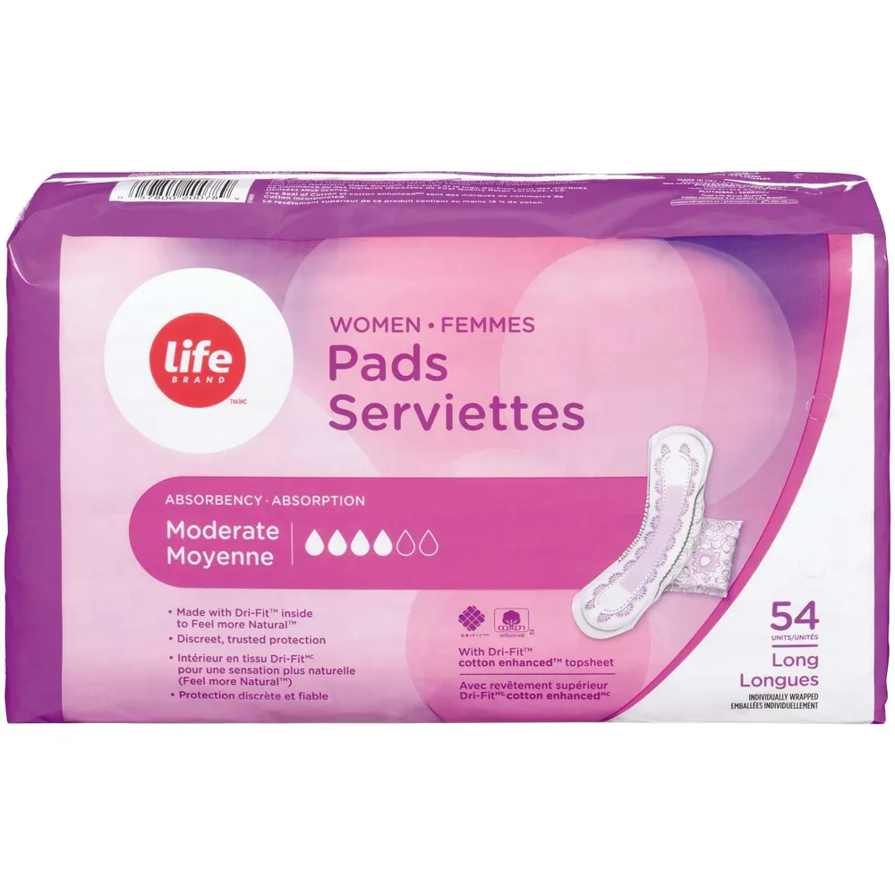 Life Brand Women's Pads Moderate Absorbency