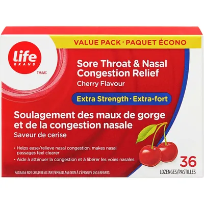 Sore Throat & Nasal Congestion Relief Extra Strength Cherry