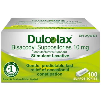 Dulcolax 10 MG Suppositories CT - Bisacodyl Active Ingredient - Effective Relief of Occasional Constipation - Relief Within 15-60 Minutes - Suitable for Children 12 Years & Older