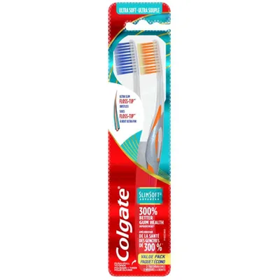 Colgate Slim Soft Advanced Tootbrush, Ultra Soft - 2 Count