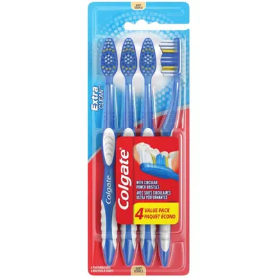 Colgate Extra Clean Toothbrush Value Pack, Soft, 4 Count