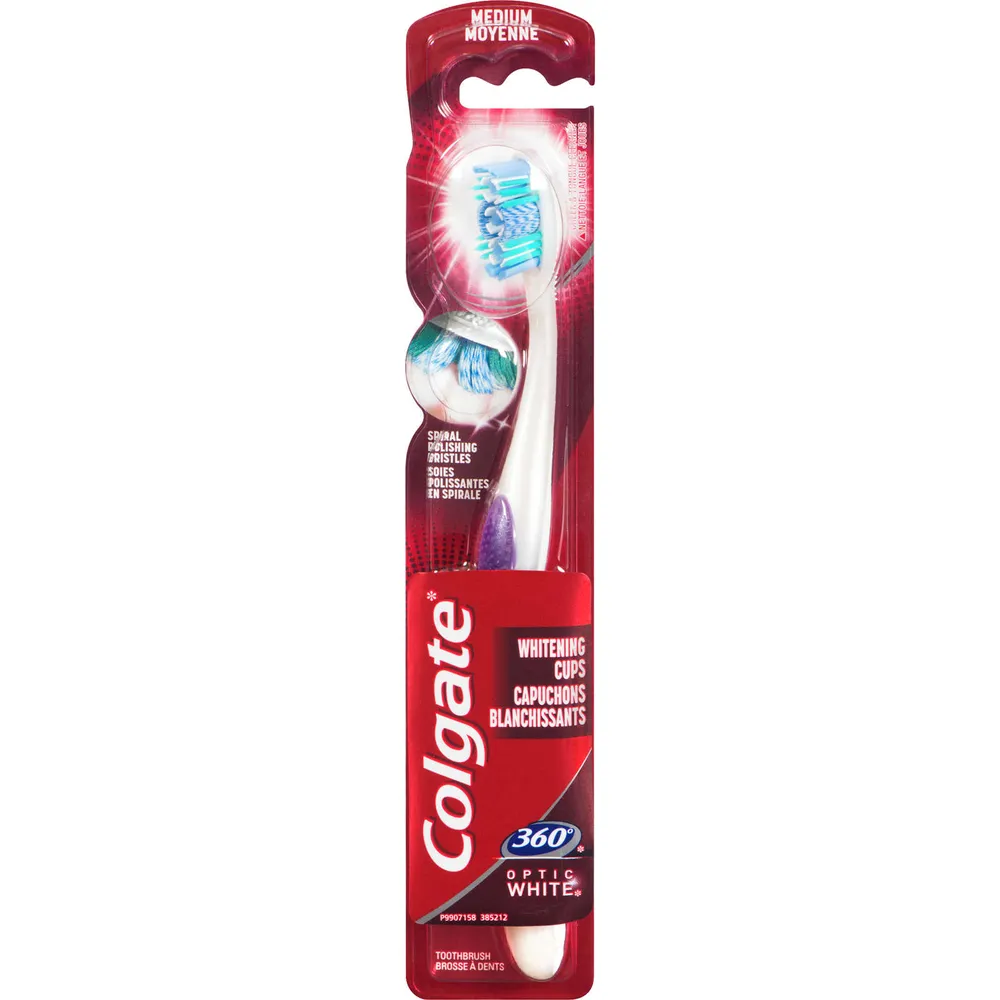 Colgate 360 Optic White Whitening Toothbrush, Medium