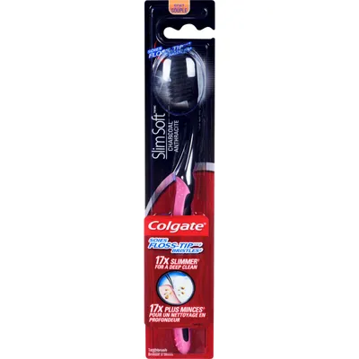 Colgate Slim Soft Charcoal Toothbrush Slimmer Tip Soft Bristles - 1 Count