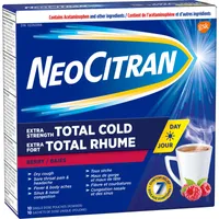 NeoCitran Total Cold Non-Drowsy Hot Liquid Medication Extra Strength Berry 10 pack
