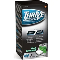 Thrive Complete Gum 2mg Regular Strength Nicotine Replacement Fresh Spearmint 108 count
