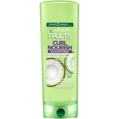 Garnier Fructis Curl Nourish Sulfate-Free Moisturizing Conditioner for All Curl Types, with Coconut Oil and Elasto-Protein, 354mL