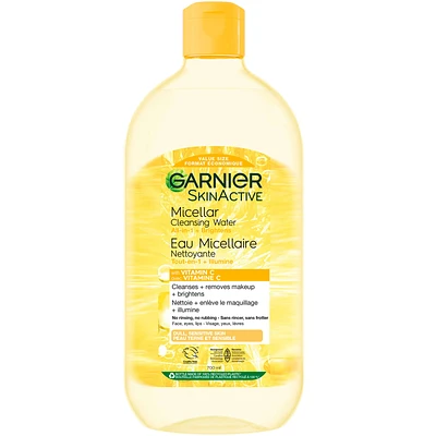 Micellar Cleansing Water with Vitamin C, All-in-One hypoallergenic Cleanser and Remover for All Skin Types, SkinActive