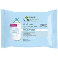 Garnier Skin Active Waterproof Makeup Removing  Micellar Wipes For Normal And Sensitive Skin, 25 Un