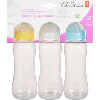 President's Choice Classic Feeding Bottles 8oz, 3 pack