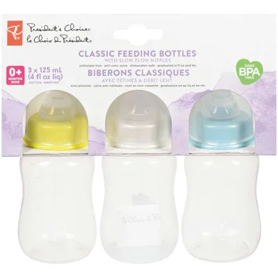President's Choice Classic Feeding Bottles 4oz, 3 pack