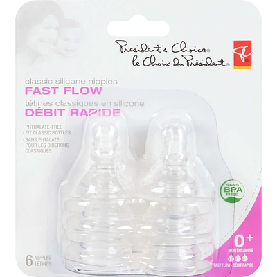 President's Choice Classic Silicone Nipples - Fast Flow