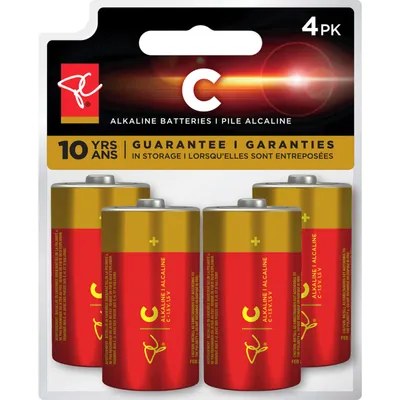 Long Life Alkaline Batteries C 4-Pack