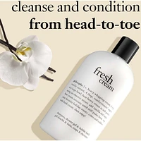 fresh cream shampoo, shower gel & bubble bath for women, cleanses, conditions, softens skin & hair