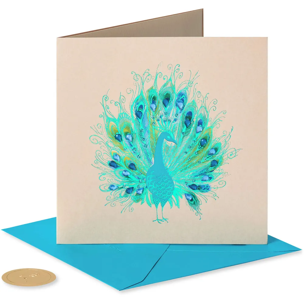 Papyrus Blank Card (Elegant Peacock)