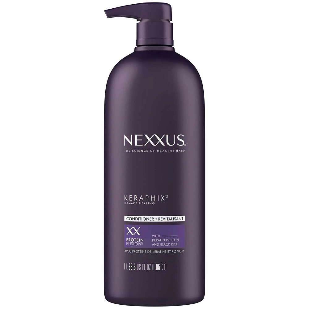 Nexxus Keraphix Damage Healing Conditioner for damaged, dry hair with ProteinFusion with keratin protein and black rice 1 L