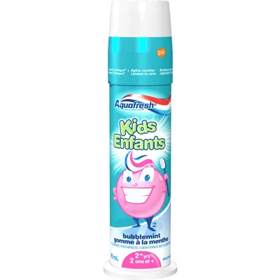 Aquafresh Kids Pump Cavity Protection Bubble Mint Fluoride Toothpaste For Children 2 + yrs., 90mL