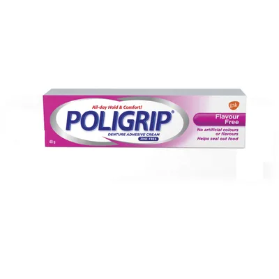 Poligrip Flavour Free Denture Adhesive Cream, 40g