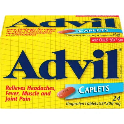 Advil Regular Strength Ibuprofen Caplets for Headaches and Pain Relief, 200 mg