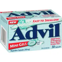 Advil Regular Strength Mini-Gels Ibuprofen Capsules for Headaches and Pain Relief, 200 mg, 30 Count