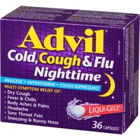 Advil Cold, Cough & Flu Nighttime Analgesic+Antihistamine+Cough Suppressant Liqui-Gels 36 Capsules