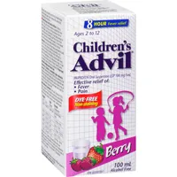 Children's Advil Fever and Pain Relief Ibuprofen Oral Suspension, Dye Free, Berry, 100 mL