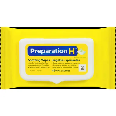 Preparation H® Soothing Wipes for Hemorrhoid Cleansing with Aloe and Witch Hazel, Flushable, 48-Count