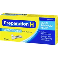 Preparation H® Multi-Symptom Hemorrhoid Treatment Suppositories with Bio-Dyne, 24-Count