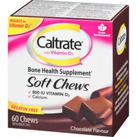 Caltrate Calcium & Vitamin D3 Bone Health Supplement Soft Chews, Chocolate, 60 Count