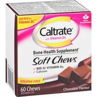 Caltrate Calcium & Vitamin D3 Bone Health Supplement Soft Chews, Chocolate, 60 Count