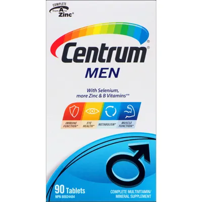 Centrum Men Multivitamin and Multimineral Supplement Tablets, 90 Count