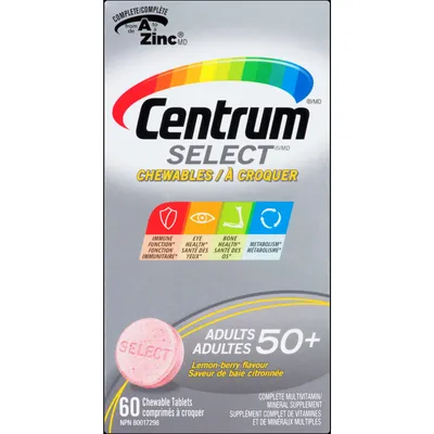 Centrum Select Chewables Adults 50+ Multivitamin Supplement Chewable Tablets, 60 Count