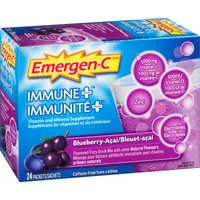 Emergen-C Immune+ Vitamin C & Mineral Supplement Fizzy Drink Mix, Blueberry Acai