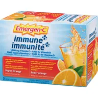 Emergen-C Immune+ Vitamin C & Mineral Supplement Fizzy Drink Mix, Super Orange