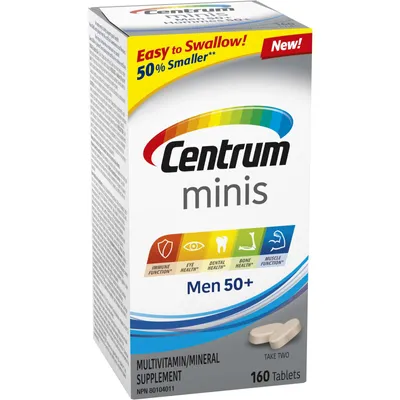 Centrum Men 50+ Multivitamin and Multimineral Supplement, Mini Tablets, 160 Count