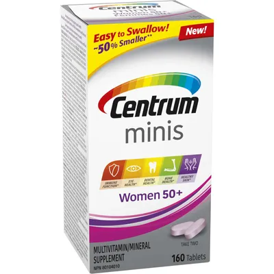 Centrum Women 50+ Multivitamin and Multimineral Supplement, Mini Tablets, 160 Count
