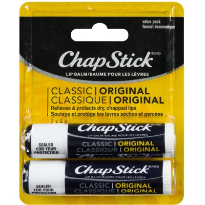 ChapStick Classic Lip Balm, Original Flavour, 4g, 2 Tubes