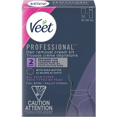 Veet® Professional™ Full Bikini Hair Removal Cream Kit, All Skin Types 2x50ml