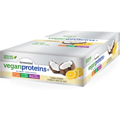 Fermented Vegan Proteins+ Bar, Lemon Coconut, 14g Protein, Gluten Free