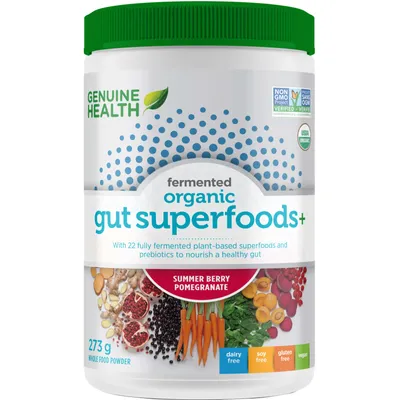 Fermented Organic Gut Superfoods+, Summer Berry Pomegranate Vegan Superfoods Powder