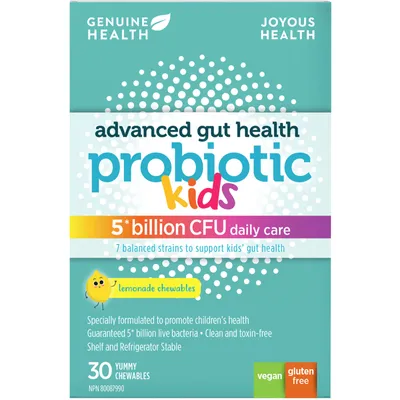 Advanced Gut Health Chewable Probiotic for Kids, Lemonade Flavor, 5 Billion CFU