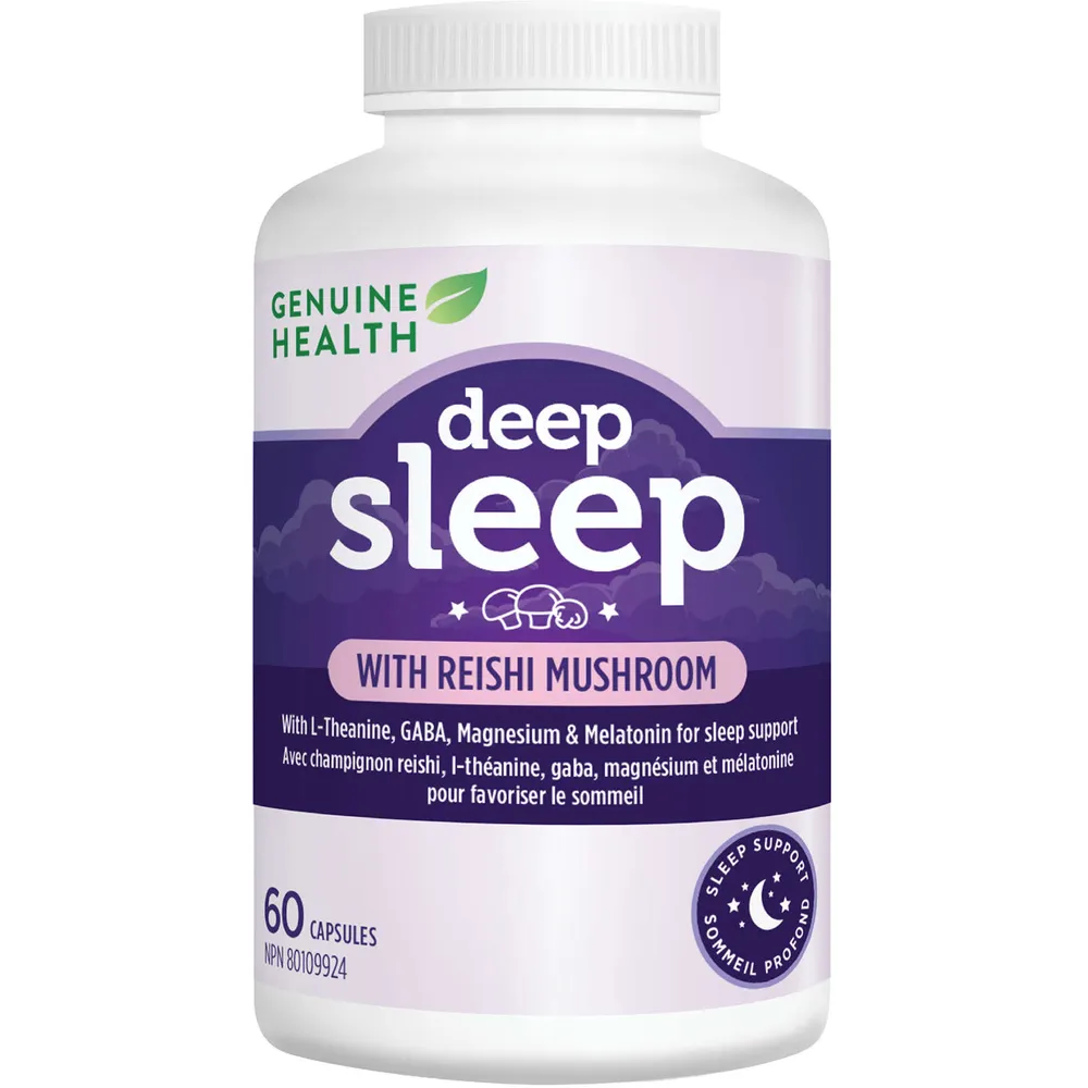 Genuine Health Deep Sleep with Reishi Mushroom, Vegan, Gluten Free, Soy Free, Non GMO, 60 Count Capsules