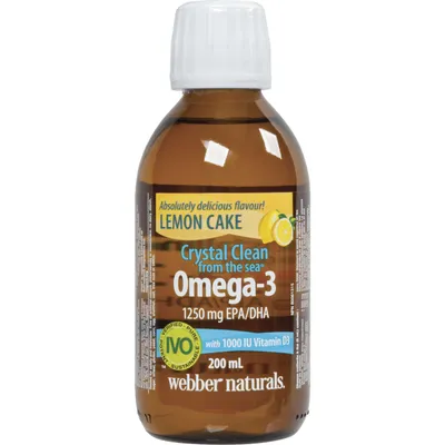 Crystal Clean from the sea® Omega-3 with 1000 IU Vitamin D3 1250 mg EPA/DHA Lemon Cake