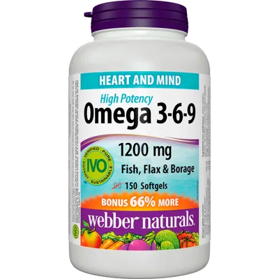 Omega 3-6-9 High Potency Fish, Flax & Borage 1200 mg