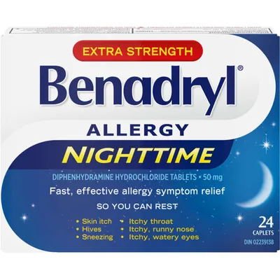 Extra Strength Allergy Medicine Nighttime, 50 mg