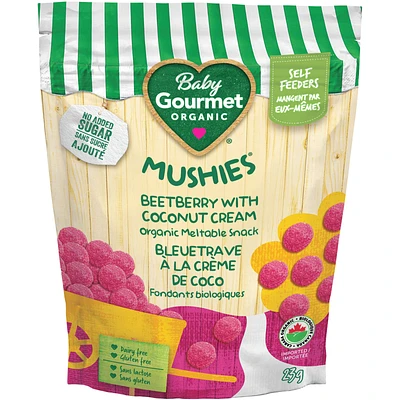 Baby Gourmet Meltable Mushies Beetberry with Coconut Cream organic baby snack