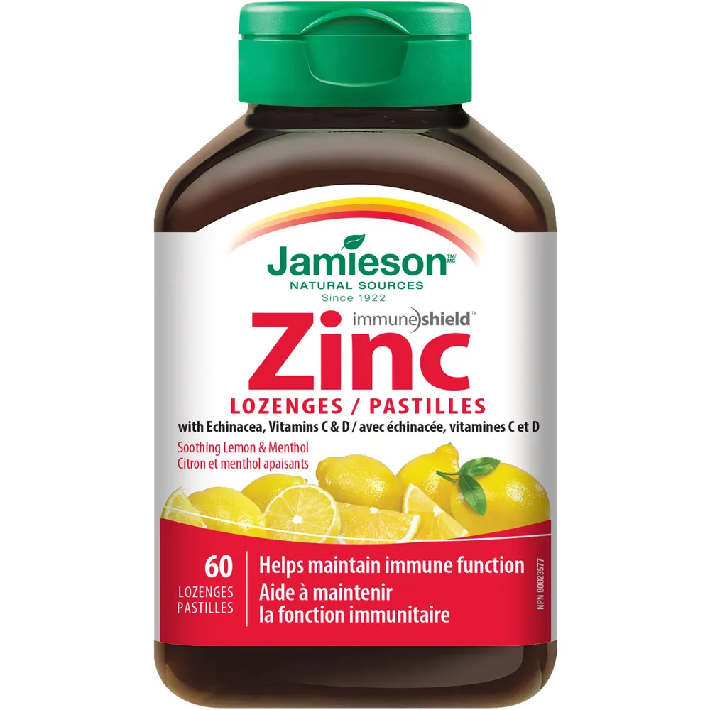 Zinc Lozenges with Echinacea, Vitamin C & D, Honey Lemon Flavour
