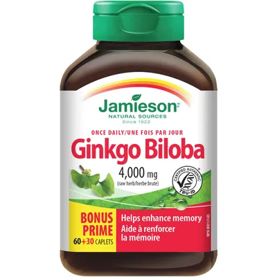 Ginkgo Biloba Caplets, 4,400 mg