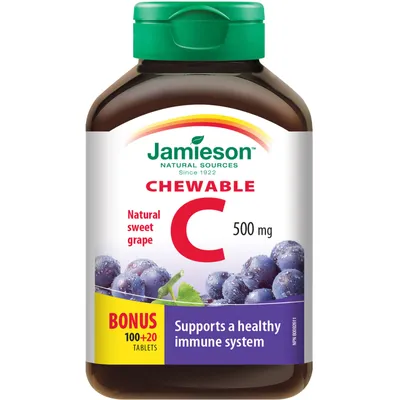Chewable Vitamin C Grape Juice Tablets, 500 mg