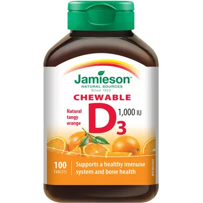 Chewable Vitamin D 1,000 IU Natural Tangy Orange